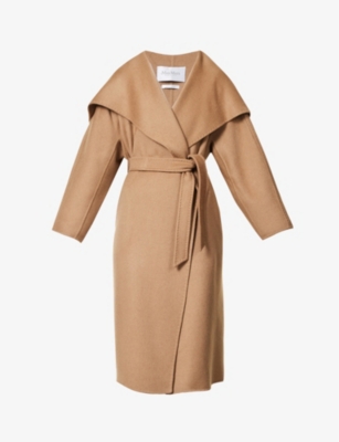 MAX MARA: Teddy coat in wool blend - Camel  Max Mara coat 2310161433600  online at