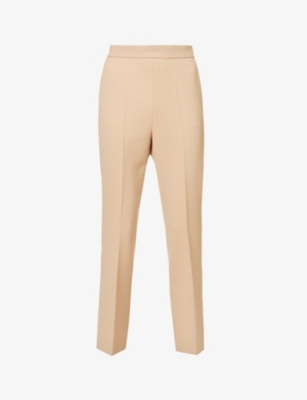 MAX MARA MAX MARA WOMENS LIGHT CAMEL NEPETA HIGH-RISE SLIM-LEG WOOL-BLEND TROUSERS,61857422