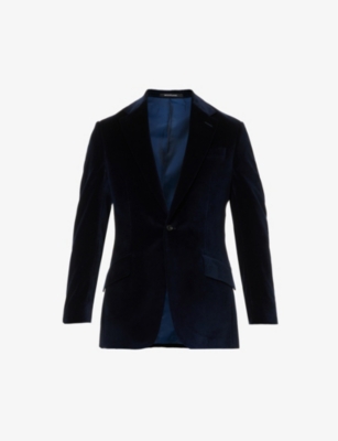 Richard James Mens Midnight Velvet-texture Single-breasted Regular-fit Blazer