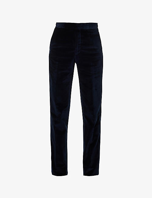 RICHARD JAMES: Needlecord slim-fit tapered-leg cotton trousers