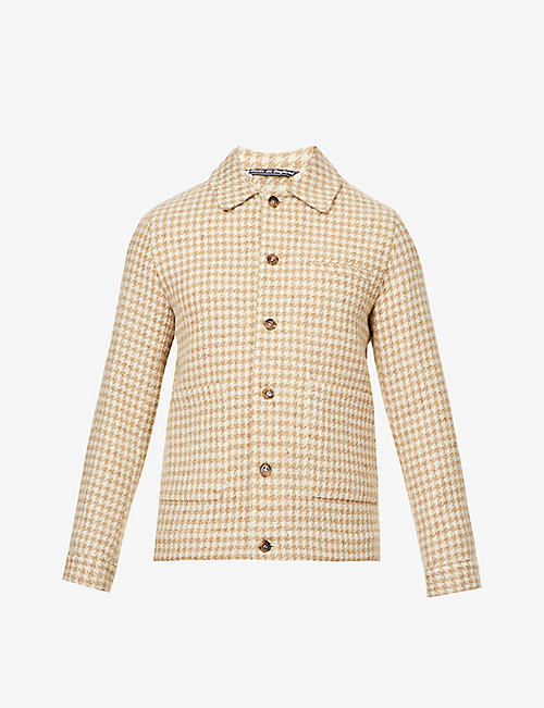 RICHARD JAMES: Houndstooth-patterned collared wool overshirt