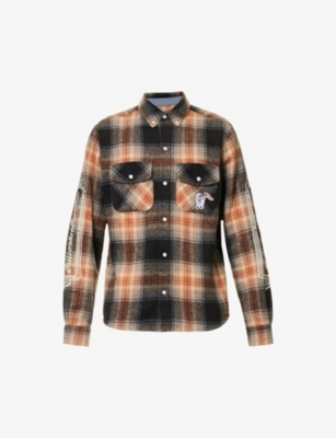 Billionaire Boys Club Mens Black Checked Regular-fit Fleece Shirt