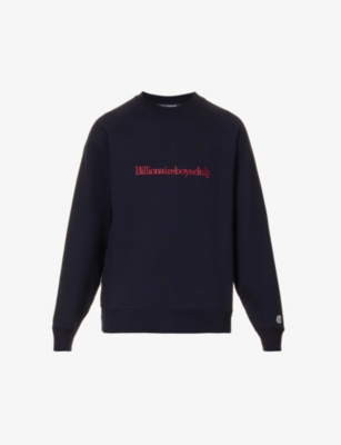 BILLIONAIRE BOYS CLUB BILLIONAIRE BOYS CLUB MEN'S NAVY SERIF LOGO-EMBROIDERED COTTON-JERSEY SWEATSHIRT,61860927