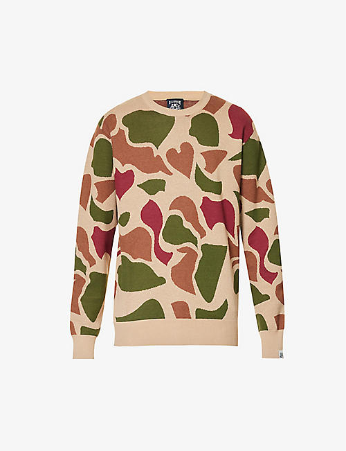 BILLIONAIRE BOYS CLUB: Arch camouflage-intarsia cotton and wool-blend jumper