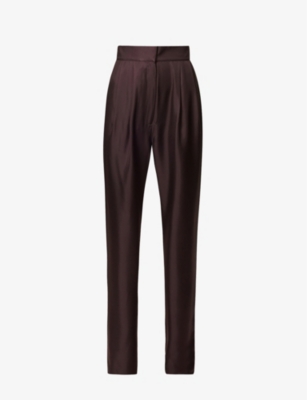 TOVE: Remi straight-leg mid-rise silk trousers