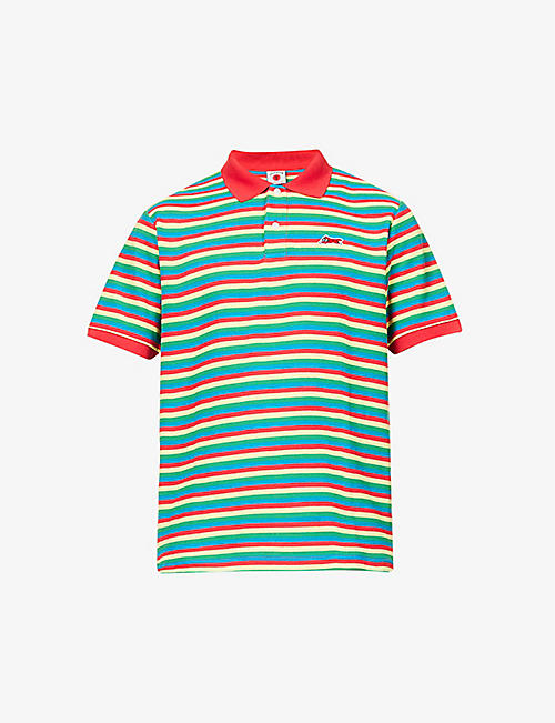 ICECREAM: Logo-embroidered stripe cotton-piqué polo shirt