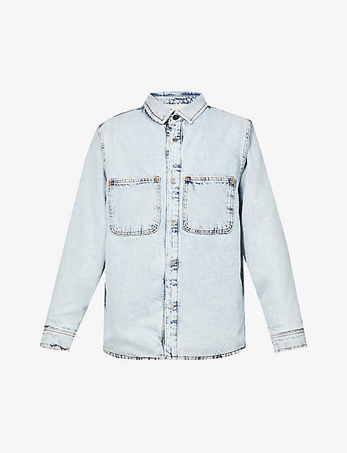 STUSSY: Faux shearling-lined relaxed-fit denim shirt