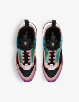 KURT GEIGER LONDON: Kensington metallic colour-blocked leather and mesh low-top trainers