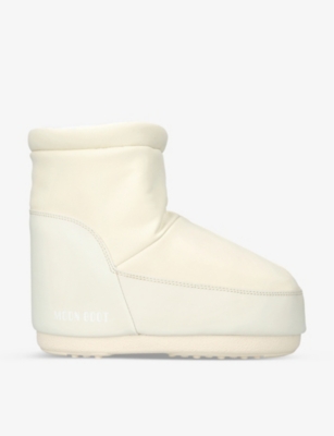 Moon Boot Logo-print Water-repellent Woven Boots In Cream