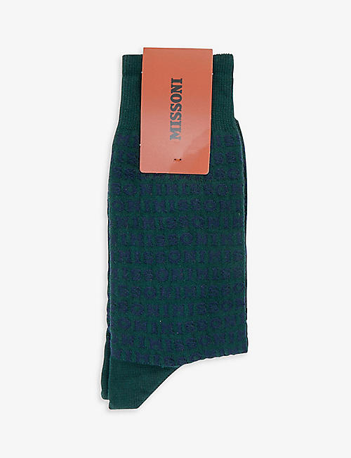 MISSONI: Logo-pattern cotton-blend socks