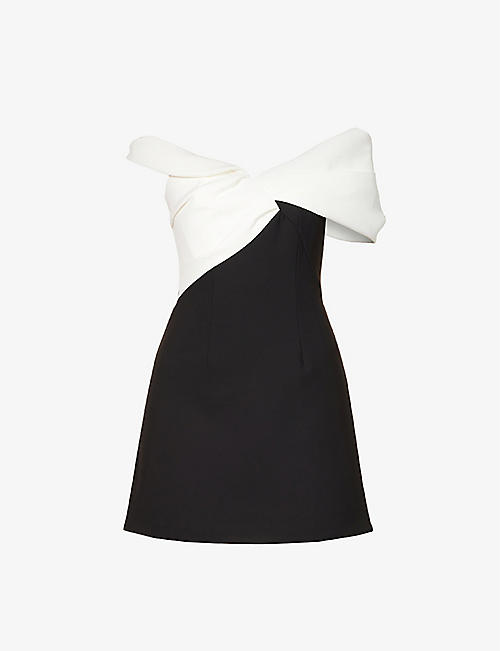 RACHEL GILBERT: Matteo asymmetrical-neckline stretch-woven mini dress