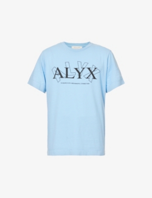 ALYX 1017 ALYX 9SM MEN'S BLUE LOGO GRAPHIC-PRINT COTTON-JERSEY T-SHIRT,61878632