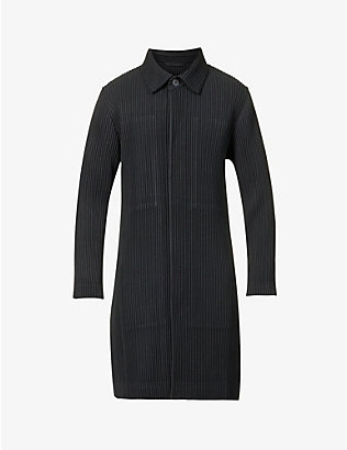 HOMME PLISSE ISSEY MIYAKE: Pleated spread-collar woven coat