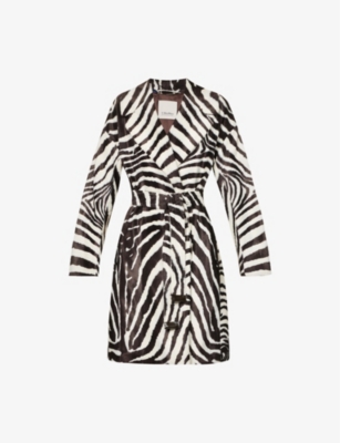 's Max Mara S Max Mara Womens Ecru Ricordo Tiger-print Cotton-blend Coat In Ecru