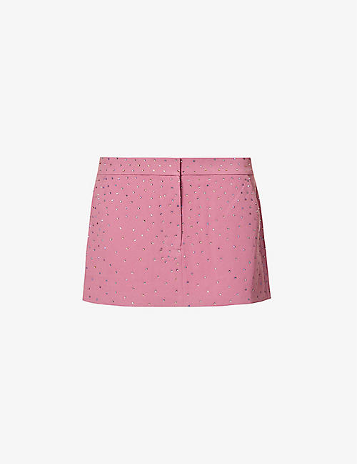 ALEX PERRY: Carling rhinestone-embellished woven mini skirt