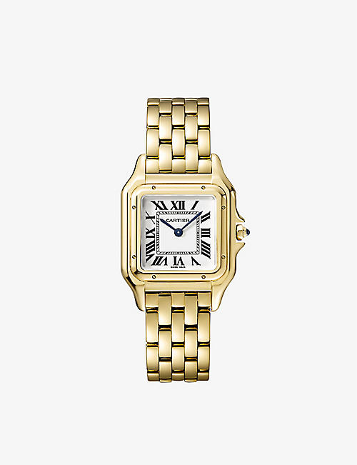 CARTIER：CRWGPN0009 Panthère de Cartier 中号 18K 黄金和蓝宝石石英腕表