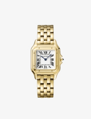 Cartier Womens Yellow Gold Crwgpn0009 Panthère De Medium 18ct Yellow-gold And Sapphire Quartz Watch