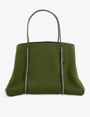 State Of Escape Escape Woven Tote Bag In Khaki/grey