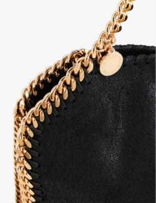 Stella Mccartney Falabella Mini Black Handbag With Handle And Chain Shoulder Strap In Eco Leather Woman In Black