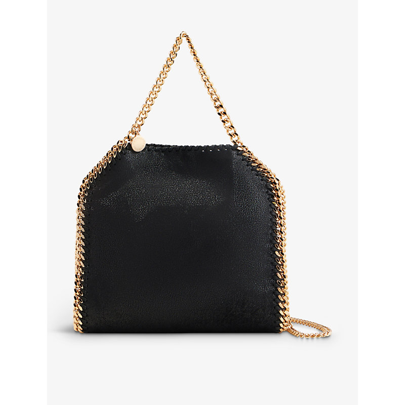 Stella Mccartney Womens Black Falabella Mini Faux-leather Tote Bag