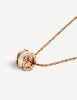 BVLGARI B.zero1 18ct rose-gold and ceramic pendant necklace