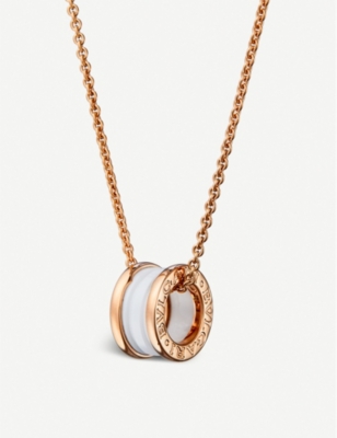 BVLGARI B.zero1 18ct rose-gold and ceramic pendant necklace