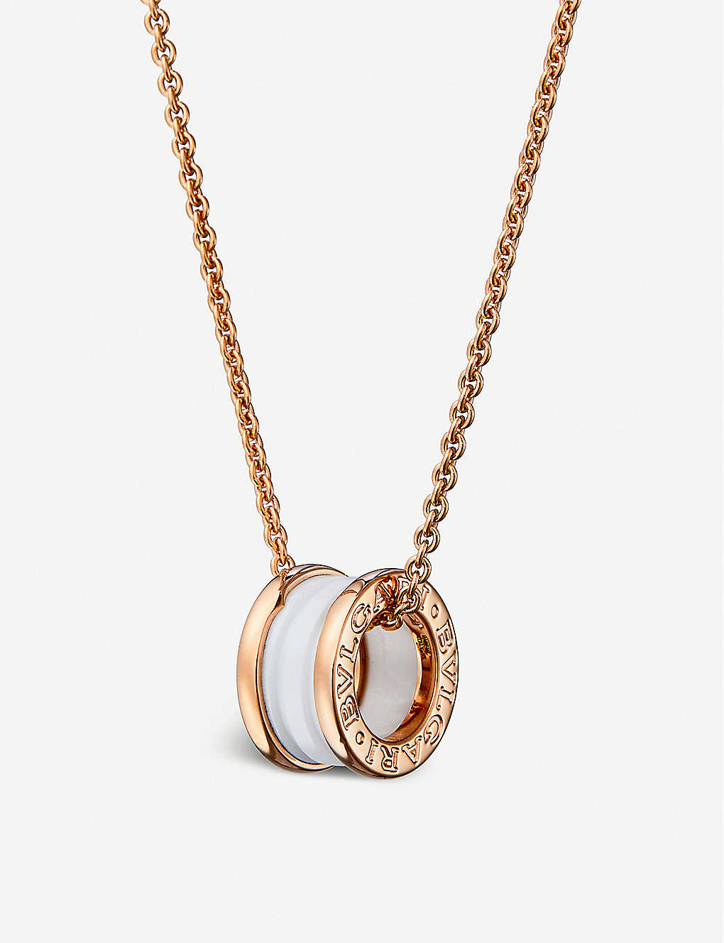BVLGARI B.zero1 18ct rose-gold and ceramic pendant necklace