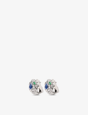 Shop Bvlgari Womens Silver Serpenti 18ct White Gold, 1.67ct Brilliant-cut Diamond, Sapphire And Emerald E In White/blue