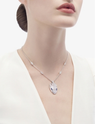 Shop Bvlgari Womens White Gold Serpenti 18ct White Gold, 2.07ct Brilliant-cut Diamond And Sapphire Neckla