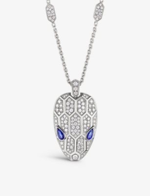 Bvlgari Womens White Gold Serpenti 18ct 2.07ct Brilliant-cut Diamond And Sapphire Necklace In Blue