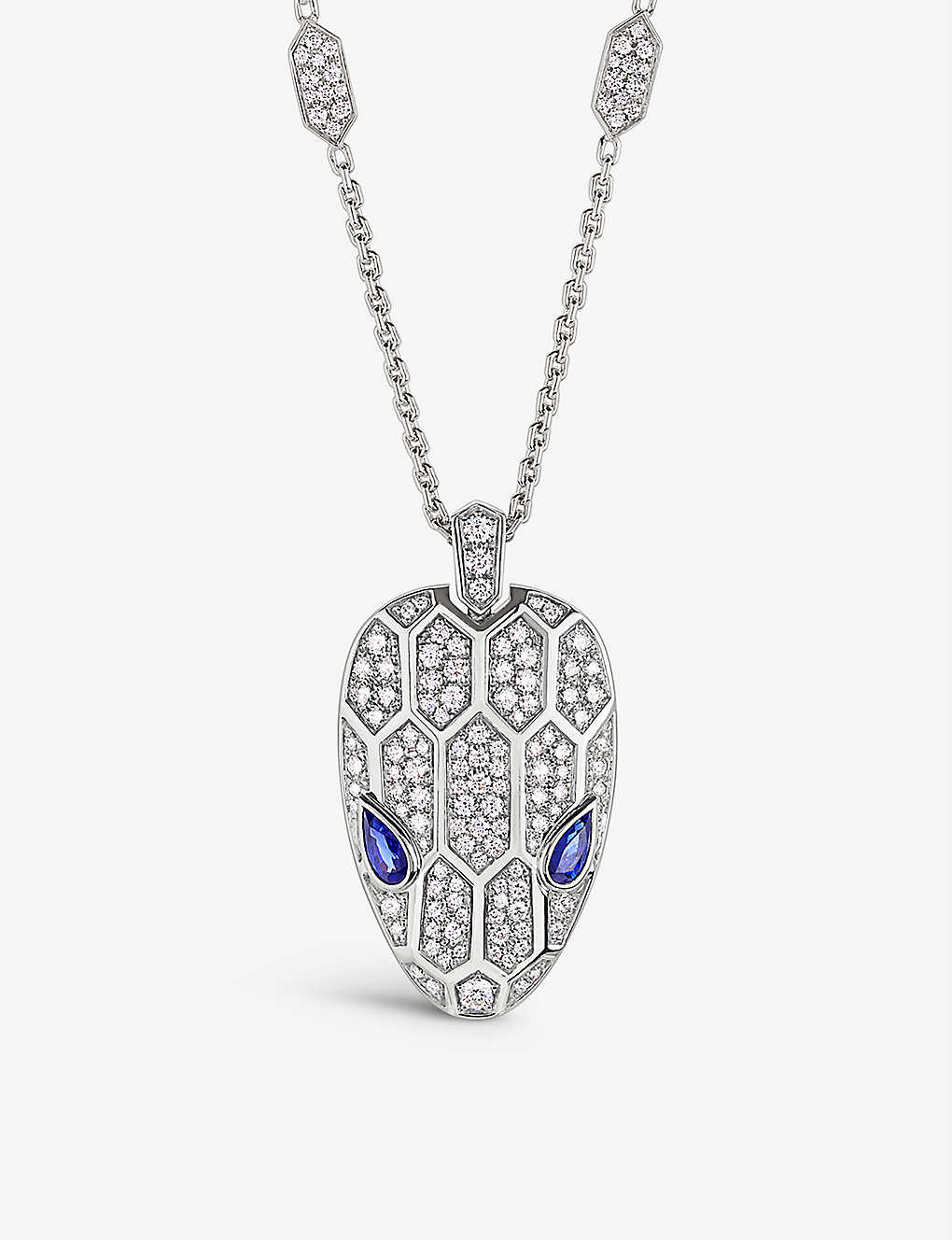 Bvlgari Womens White Gold Serpenti 18ct White Gold, 2.07ct Brilliant-cut Diamond And Sapphire Neckla In Blue