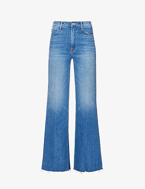 MOTHER: The Hustler Roller flared high-rise stretch-denim jeans