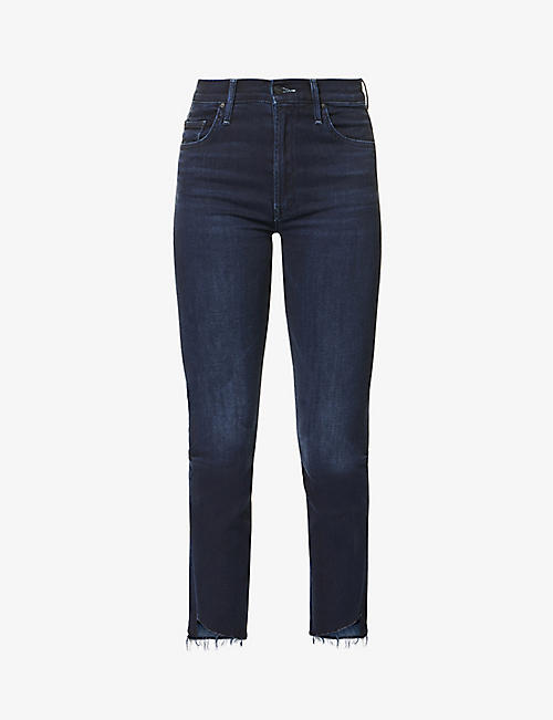 MOTHER: Insider Crop Step Fray high-rise stretch-demin jeans