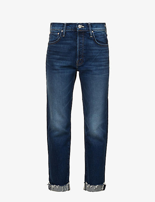 MOTHER: The Scrapper Cuff straight-leg high-rise stretch-denim jeans