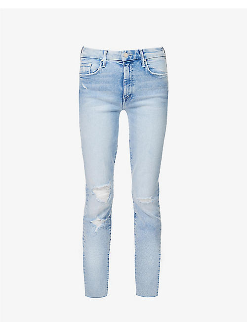 MOTHER: The Looker Ankle Fray straight-leg high-rise stretch-cotton blend denim jeans