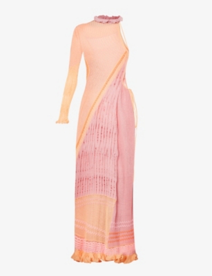 knit high neck dress HATCH Collection The Daniella Metallic Knit Mini Dress in Black Copper