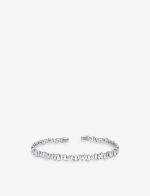 SUZANNE KALAN: Firework 18ct white-gold and 1.2ct baguette-cut diamond bangle bracelet