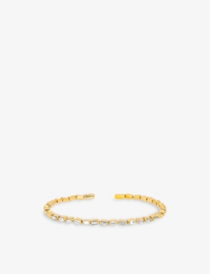 SUZANNE KALAN: Firework 18ct yellow gold and 0.7ct baguette-cut diamond bangle bracelet