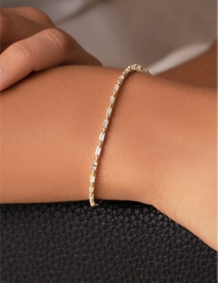 SUZANNE KALAN: Linear 18ct yellow-gold and 1.75ct baguette-cut diamond tennis bracelet