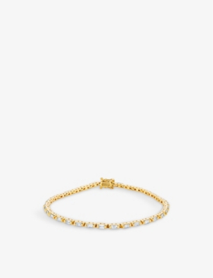 SUZANNE KALAN: Linear 18ct yellow-gold and 1.75ct baguette-cut diamond tennis bracelet