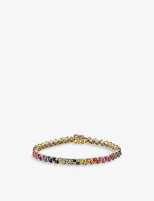 SUZANNE KALAN: Rainbow 18ct yellow gold, 4.80ct sapphire and 0.95ct diamond tennis bracelet