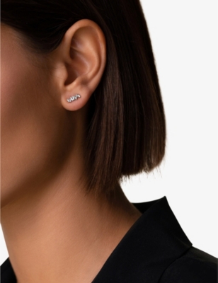 SUZANNE KALAN: Diamond bar 18ct white-gold and baguette diamond 0.18ct stud earrings