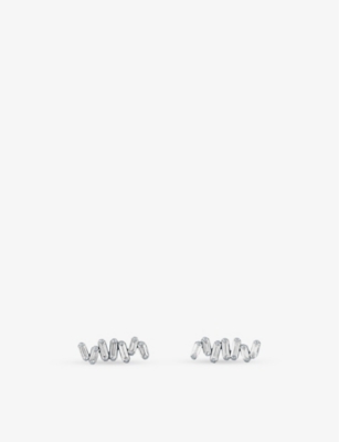 SUZANNE KALAN: Diamond bar 18ct white-gold and baguette diamond 0.18ct stud earrings