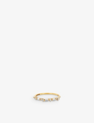 SUZANNE KALAN: Half-band 18ct yellow gold, 0.17ct baguette and 0.14ct round-cut diamond eternity ring