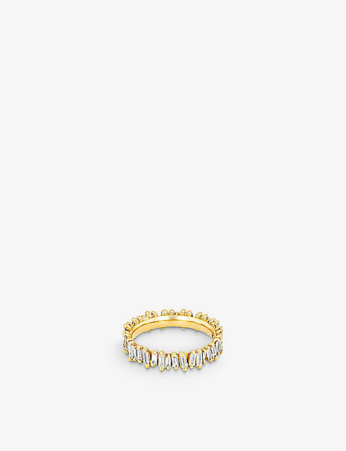 SUZANNE KALAN: Firework 18ct yellow gold and 1.6ct baguette-cut diamond eternity ring