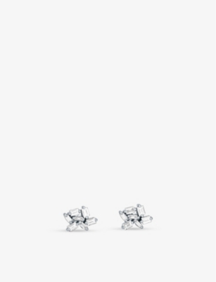 SUZANNE KALAN: Fireworks 18ct white-gold and 0.35ct baguette-cut diamond earrings