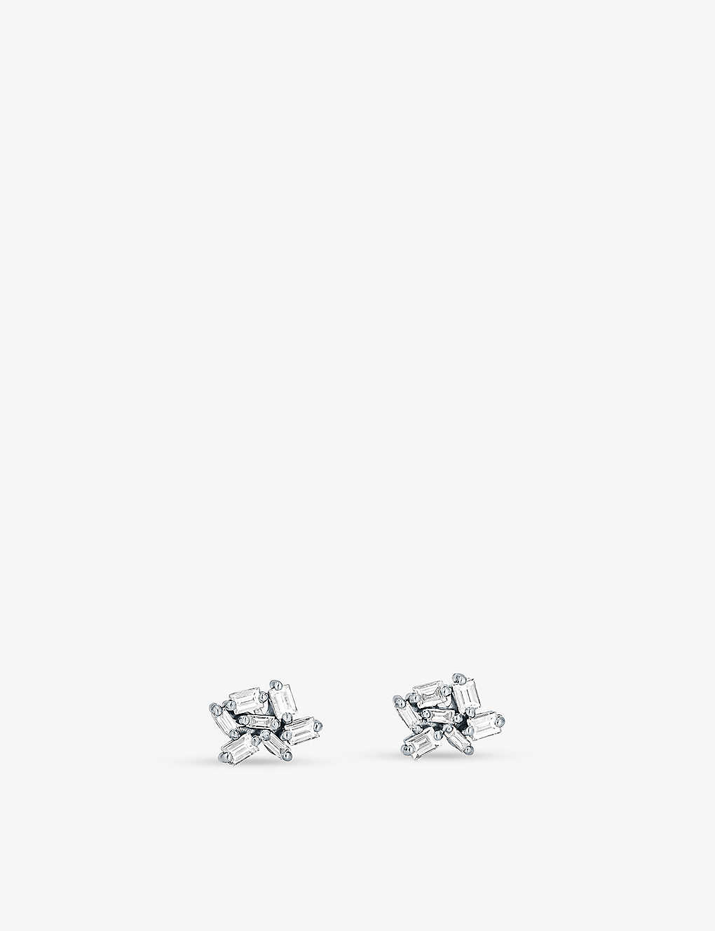 Shop Suzanne Kalan Fireworks 18ct White-gold And 0.35ct Baguette-cut Diamond Earrings In 18k White Gold