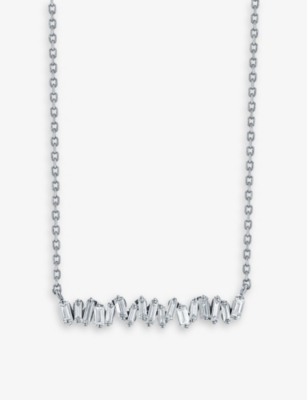 Suzanne Kalan Womens 18k White Gold Classic 18ct White-gold And 0.30ct Diamond Bar Necklace