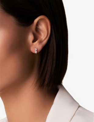 SUZANNE KALAN: Bold 18ct yellow gold and 0.5ct baguette-cut diamond huggie earrings