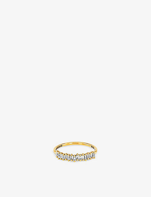 SUZANNE KALAN: Mini half-band 18ct yellow-gold 0.33ct baguette diamond ring